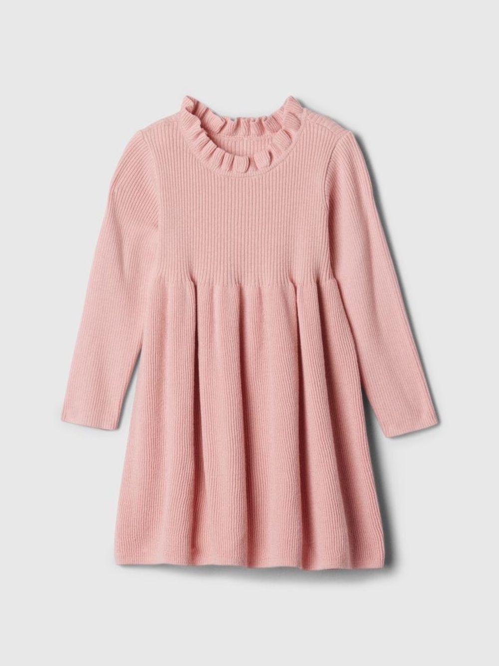GAP Baby toddler CashSoft Ribbed Ruffle Sweater Dress girls soft cozy pink 2T